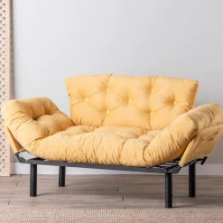 Nitta 2-Sitzer-Schlafsofa | Metallrahmen | Senfgelb