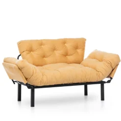 Nitta 2-Sitzer-Schlafsofa | Metallrahmen | Senfgelb