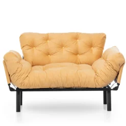 Nitta 2-Sitzer-Schlafsofa | Metallrahmen | Senfgelb