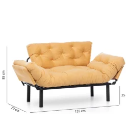 Nitta 2-Sitzer-Schlafsofa | Metallrahmen | Senfgelb