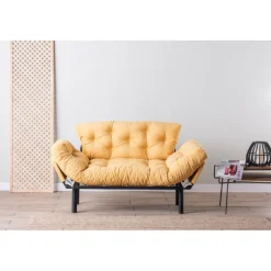 Nitta 2-Sitzer-Schlafsofa | Metallrahmen | Senfgelb