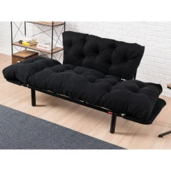 Nitta 2-Sitzer-Schlafsofa | Metallrahmen | Schwarz