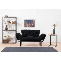 Nitta 2-Sitzer-Schlafsofa | Metallrahmen | Schwarz