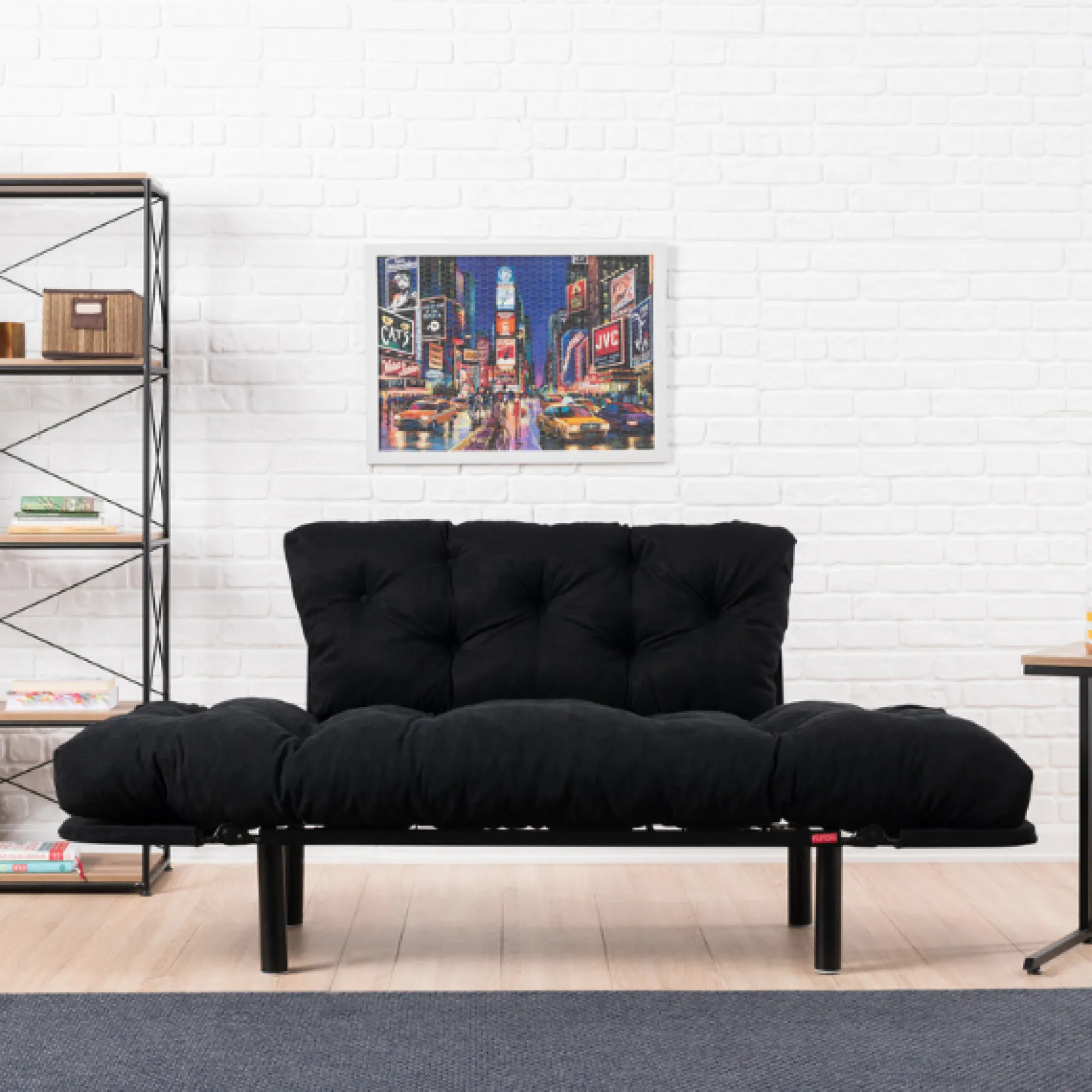 Nitta 2-Sitzer-Schlafsofa | Metallrahmen | Schwarz