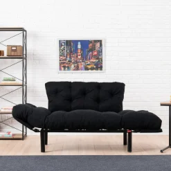 Nitta 2-Sitzer-Schlafsofa | Metallrahmen | Schwarz