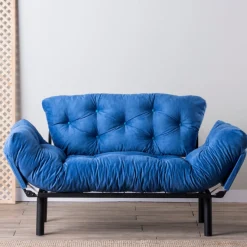Nitta 2-Sitzer-Schlafsofa | Metallrahmen | Blau