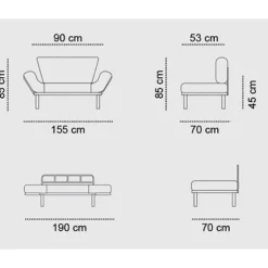 Nitta 2-Sitzer-Schlafsofa | Metallrahmen | Kastanienbraun