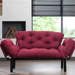 Nitta 2-Sitzer-Schlafsofa | Metallrahmen | Kastanienbraun