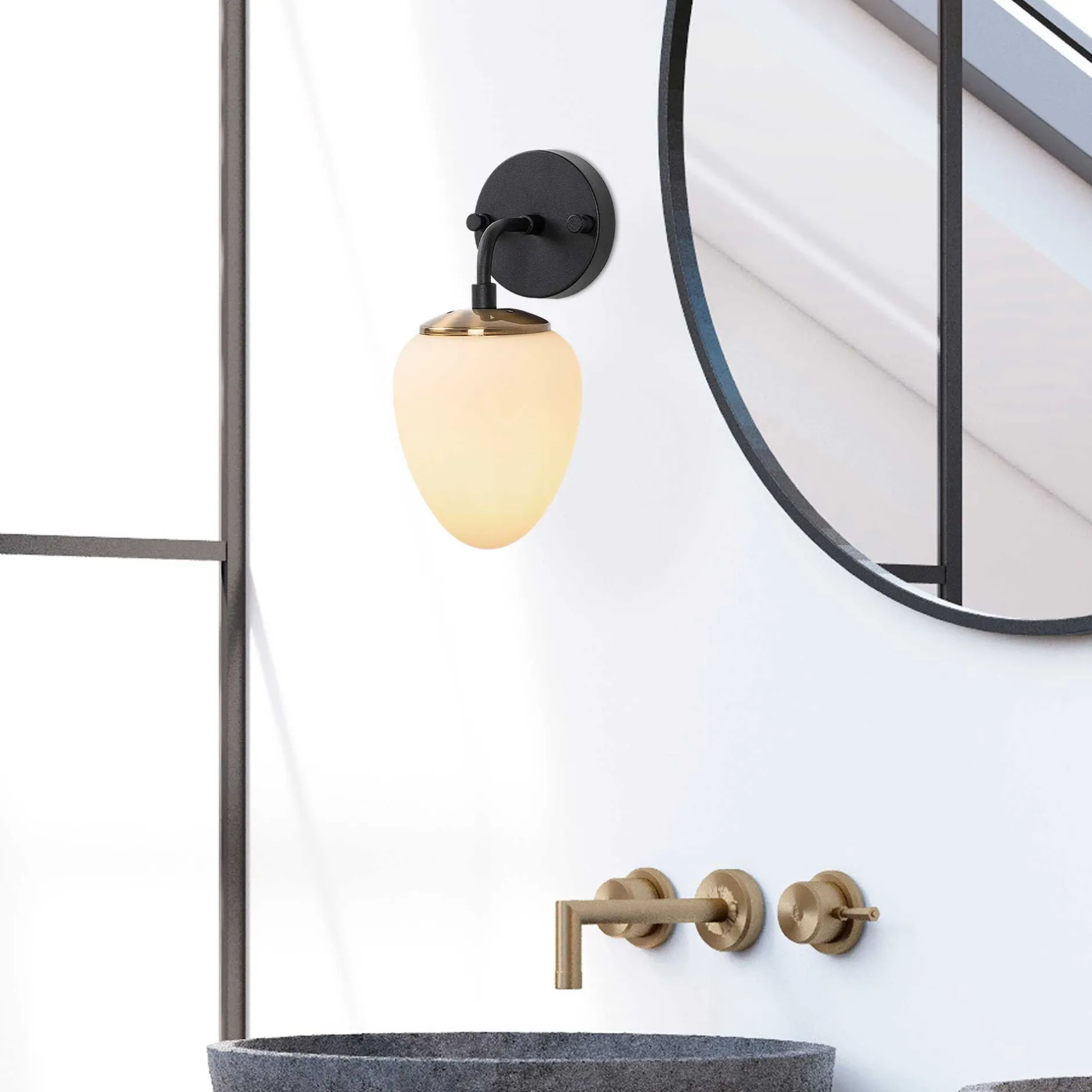 Ns Wandleuchte | METALLGEHÄUSE | Schwarz, Antik, Creme
