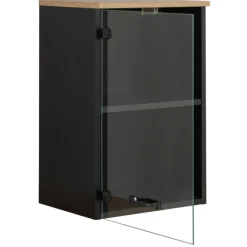 Oberschrank Manno 40cm mit Glastür - schwarz/eiche