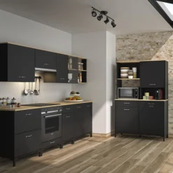 Oberschrank Manno 40cm mit Glastür - schwarz/eiche