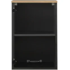 Oberschrank Manno 40cm mit Glastür - schwarz/eiche