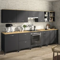 Oberschrank Manno 40cm mit 1 Tür - schwarz/eiche