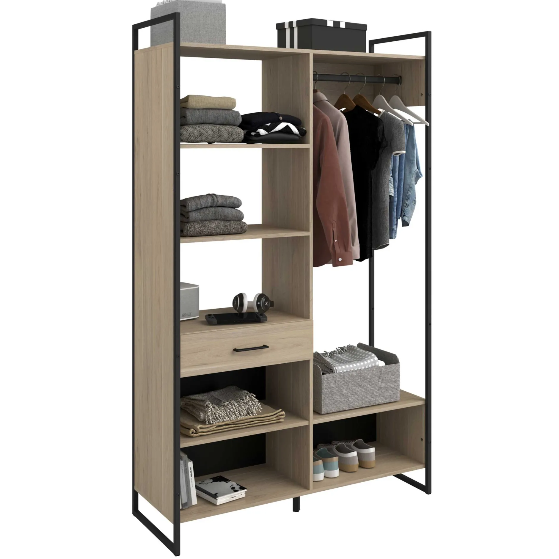 Offener Kleiderschrank Morisson - 120x44x200cm - Eiche Dekor