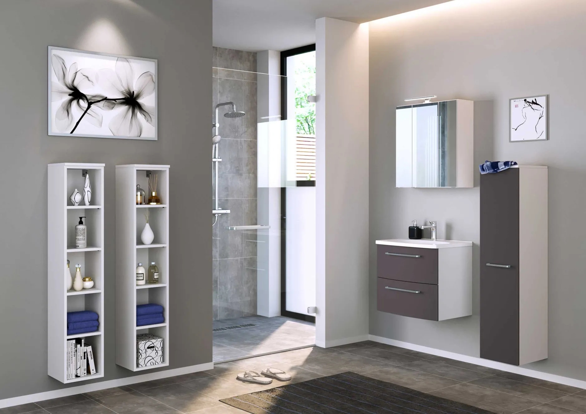 Offener Säulenschrank Gene 25cm - weiß