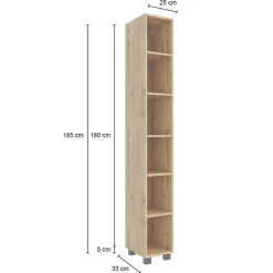 Offener Säulenschrank Malvo 25cm 5 Fachböden - Eiche