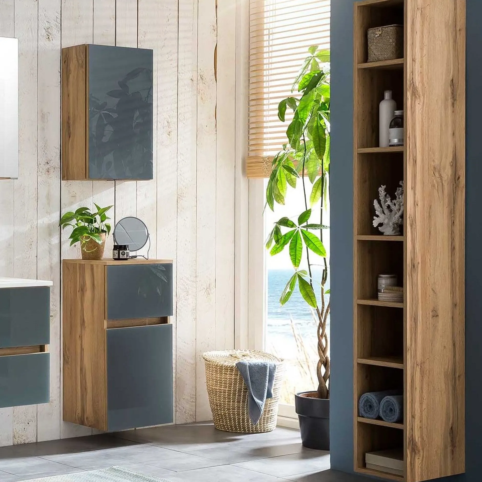 Offener Säulenschrank Sefa hoch 25cm - wotan Eiche