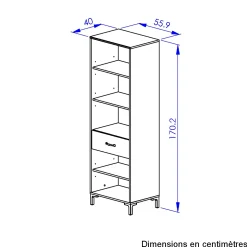 Offenes Bücherregal Manchester | 56 x 40 x 171 cm | Design Helvezia Oak