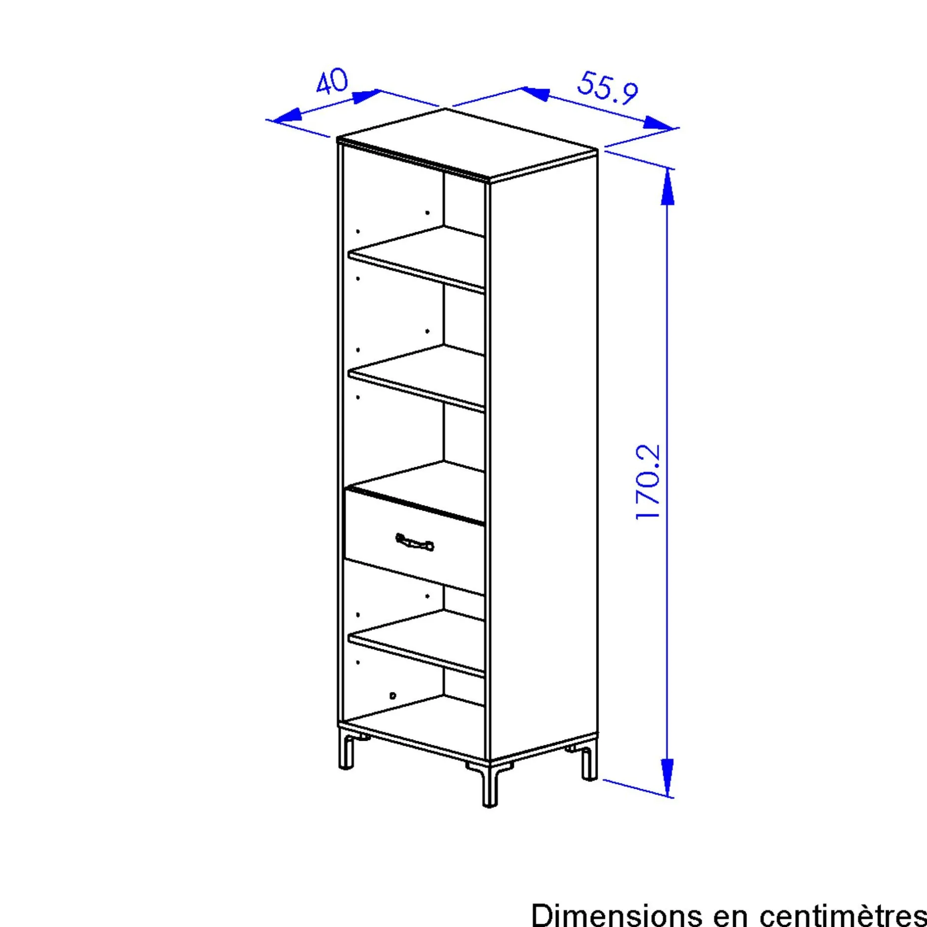 Offenes Bücherregal Manchester | 56 x 40 x 171 cm | Design Helvezia Oak