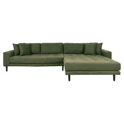 Olivgrünes Lido Lounge Sofa rechts mit Kissen