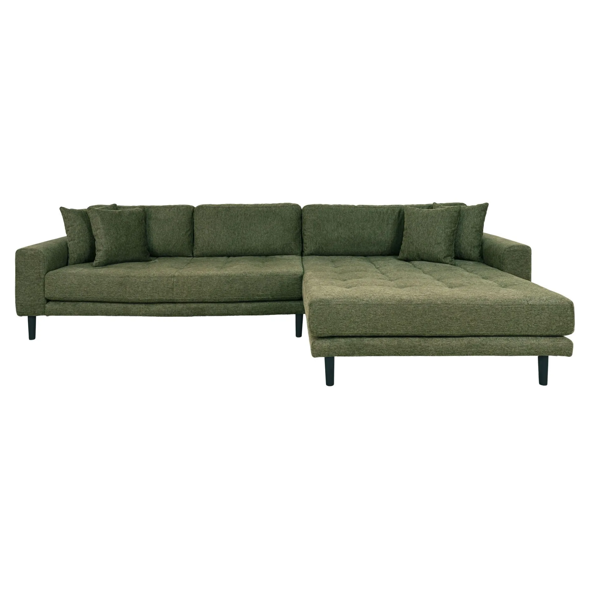Olivgrünes Lido Lounge Sofa rechts mit Kissen