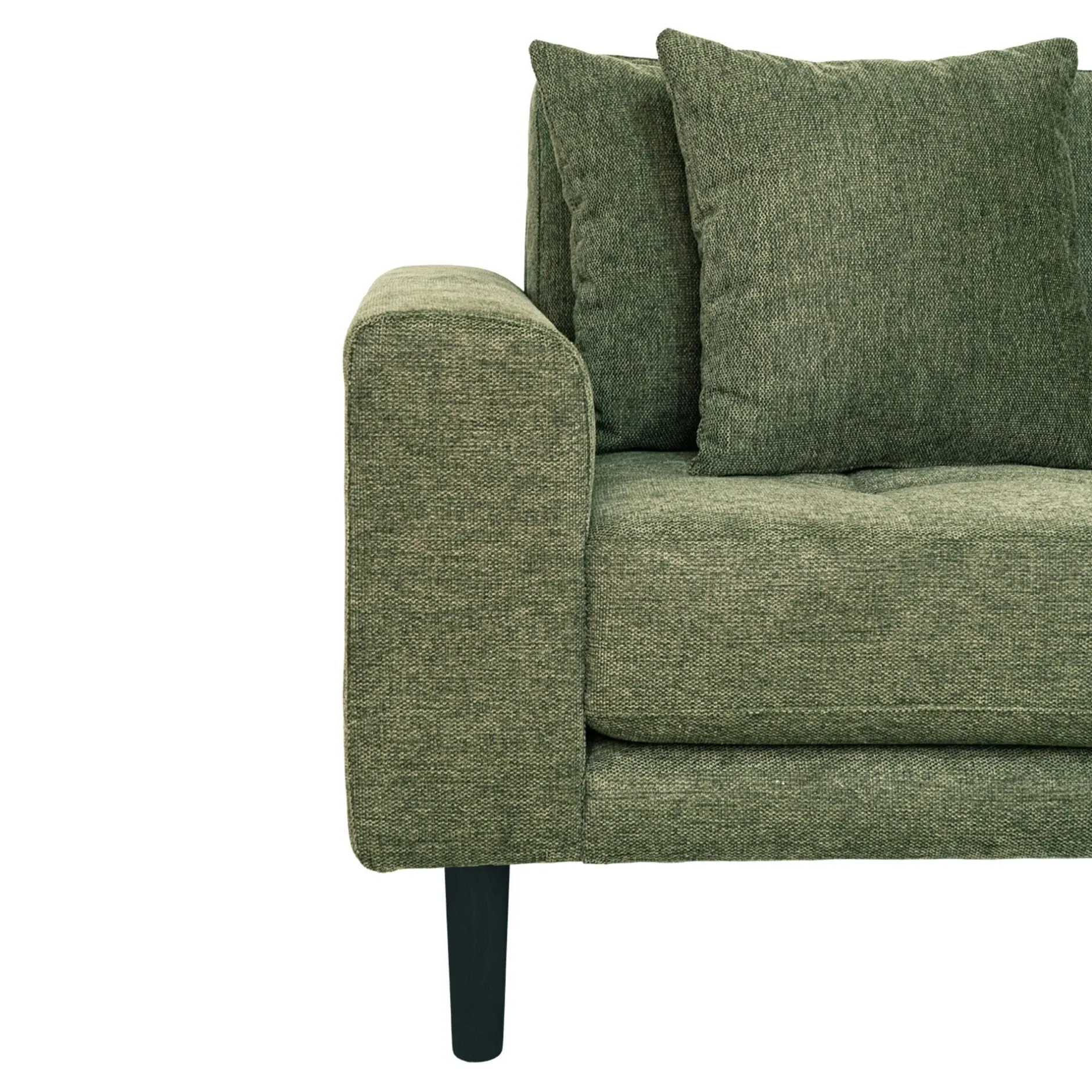 Olivgrünes Lido Lounge Sofa rechts mit Kissen