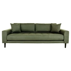 Olivgrünes Lido 3-Sitzer Sofa mit schwarzen Beinen