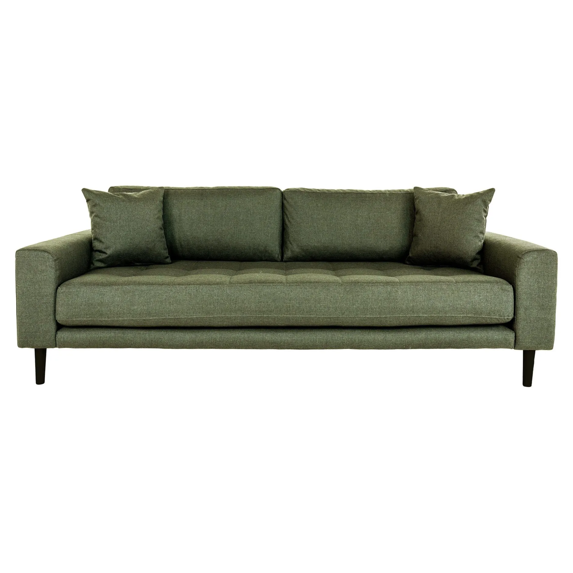 Olivgrünes Lido 3-Sitzer Sofa mit schwarzen Beinen