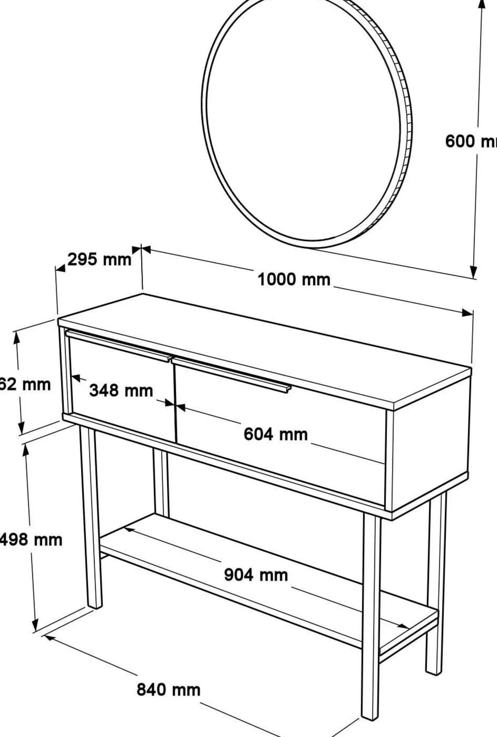 ON12 Sideboard | 100x30x76cm | mit Spiegel | Walnuss