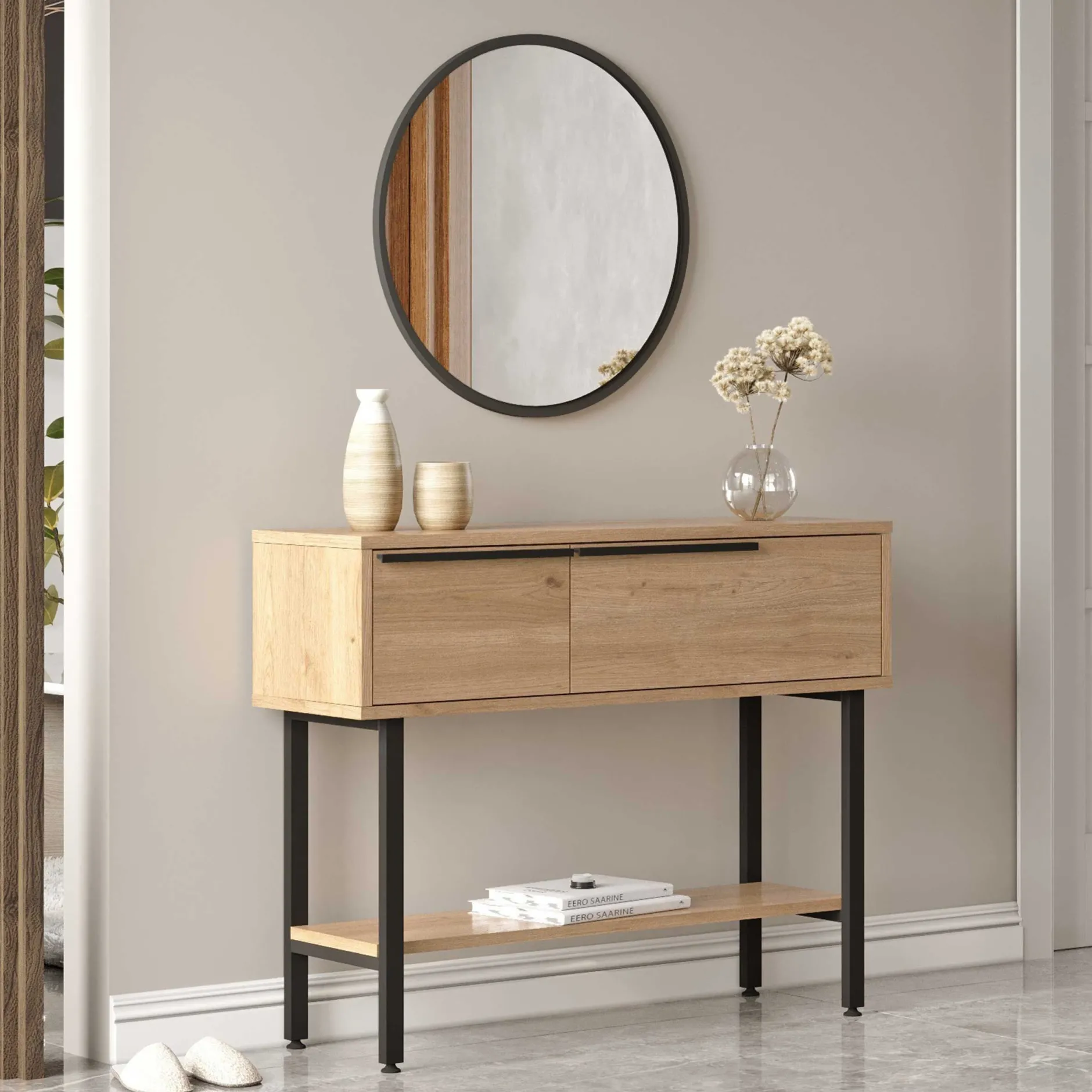 ON12 Sideboard | 100x30x76cm | mit Spiegel | Walnuss
