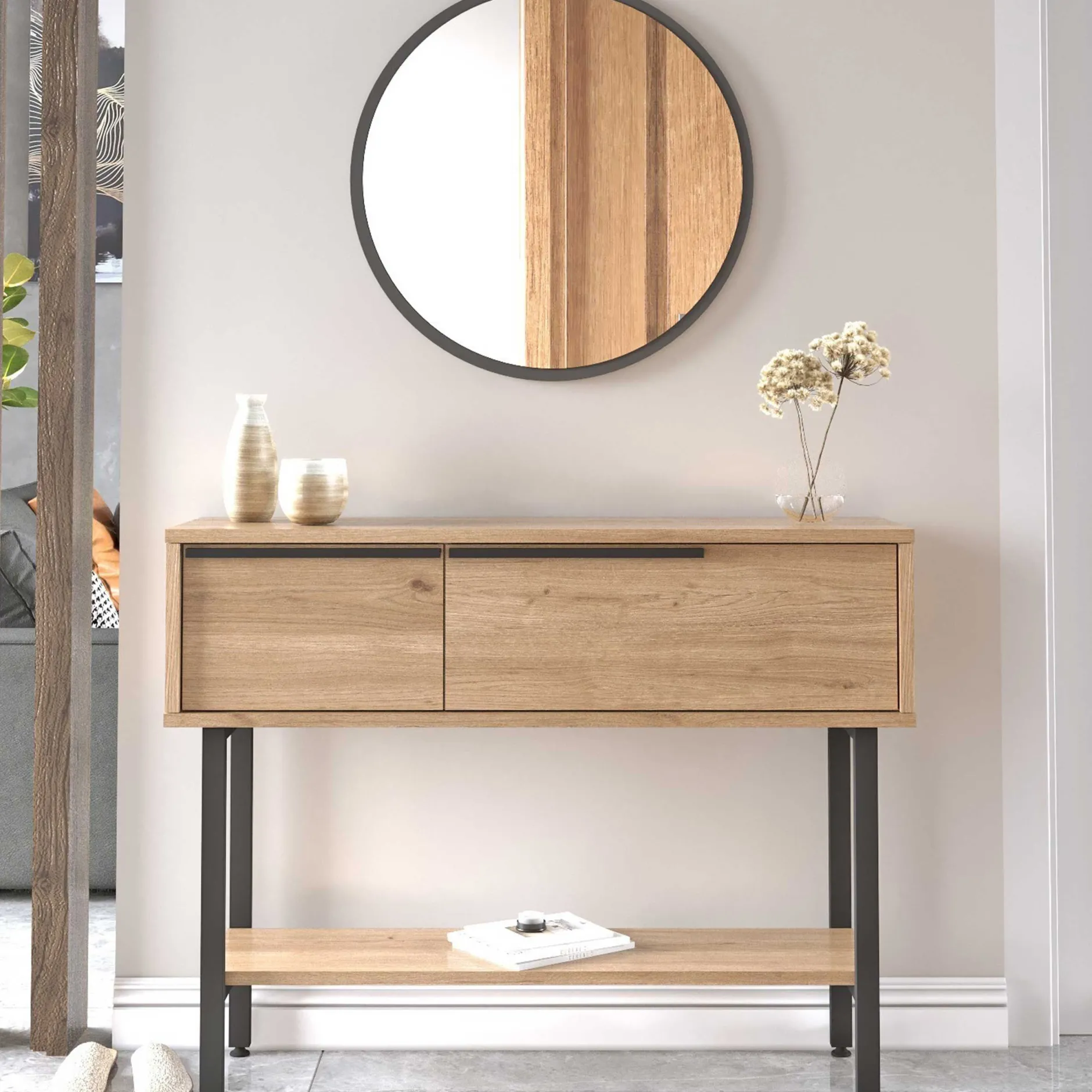 ON12 Sideboard | 100x30x76cm | mit Spiegel | Walnuss