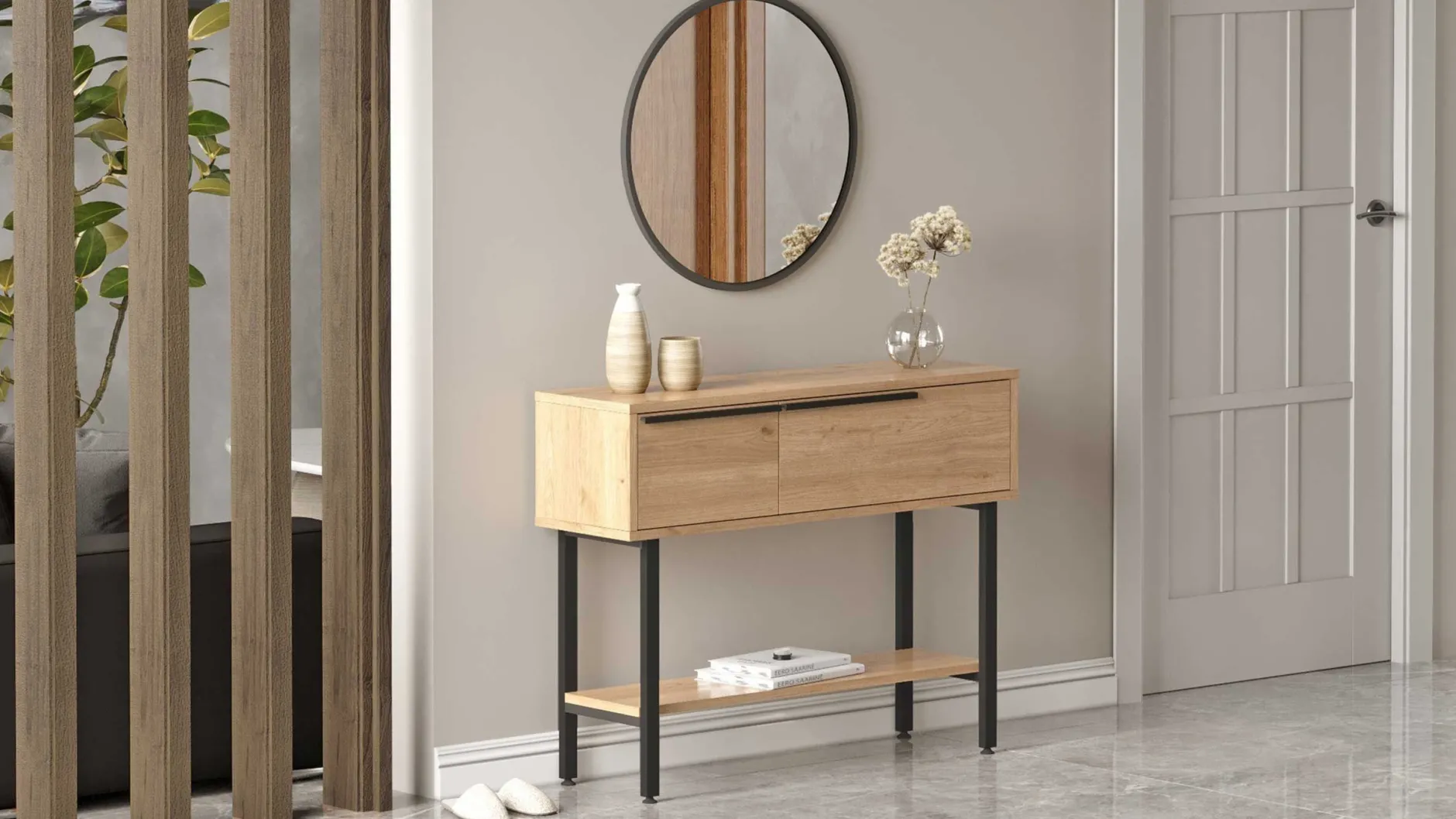 ON12 Sideboard | 100x30x76cm | mit Spiegel | Walnuss