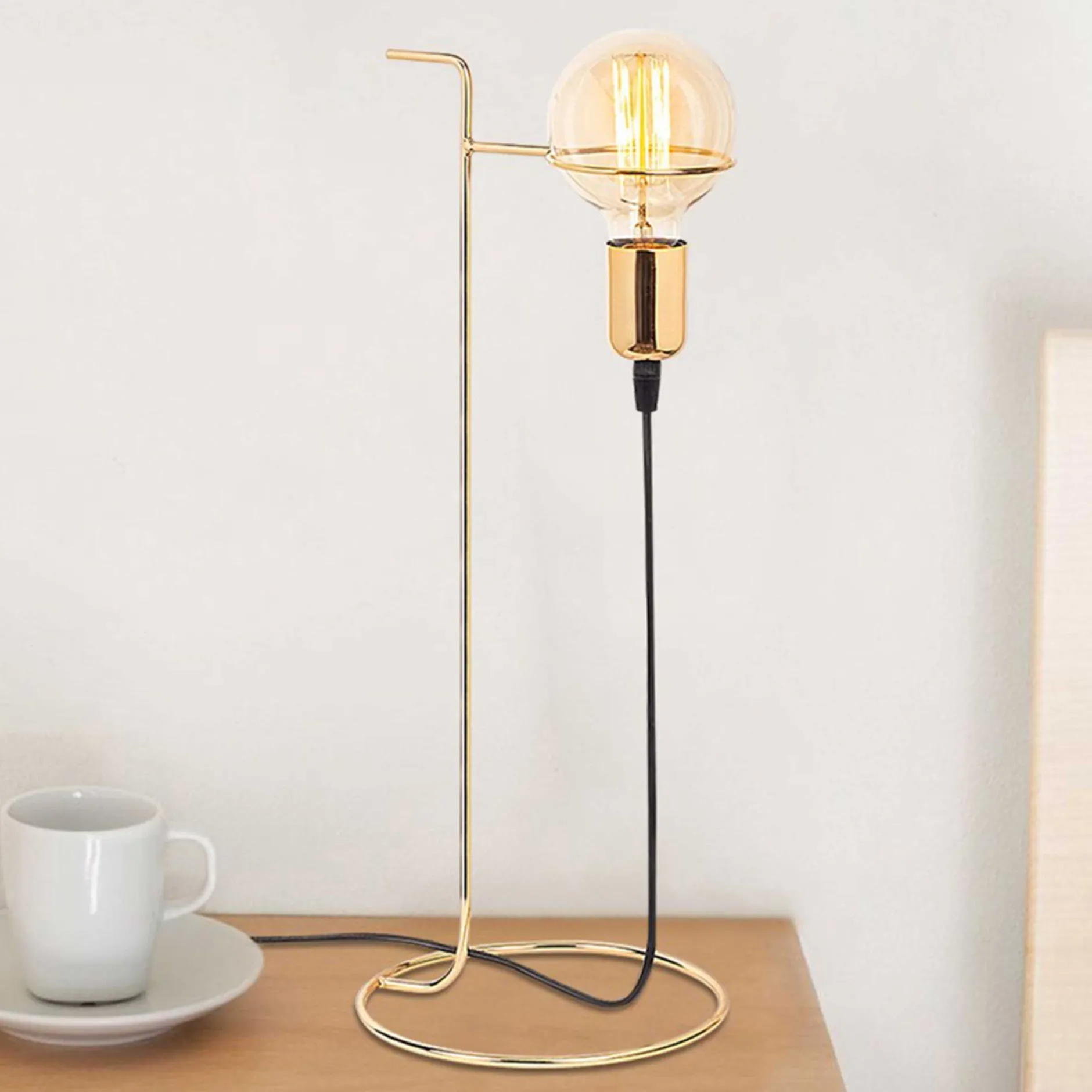 Opviq Tischleuchte Gold | Metallgehäuse, 19x19 cm, 51 cm Höhe