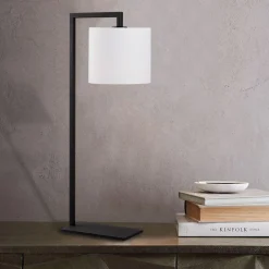 Opviq Tischleuchte | Körper aus Eisen, Kappe aus Stoff | 65 cm Höhe, 27 x 20 cm Größe, Ein/Aus-Knopf