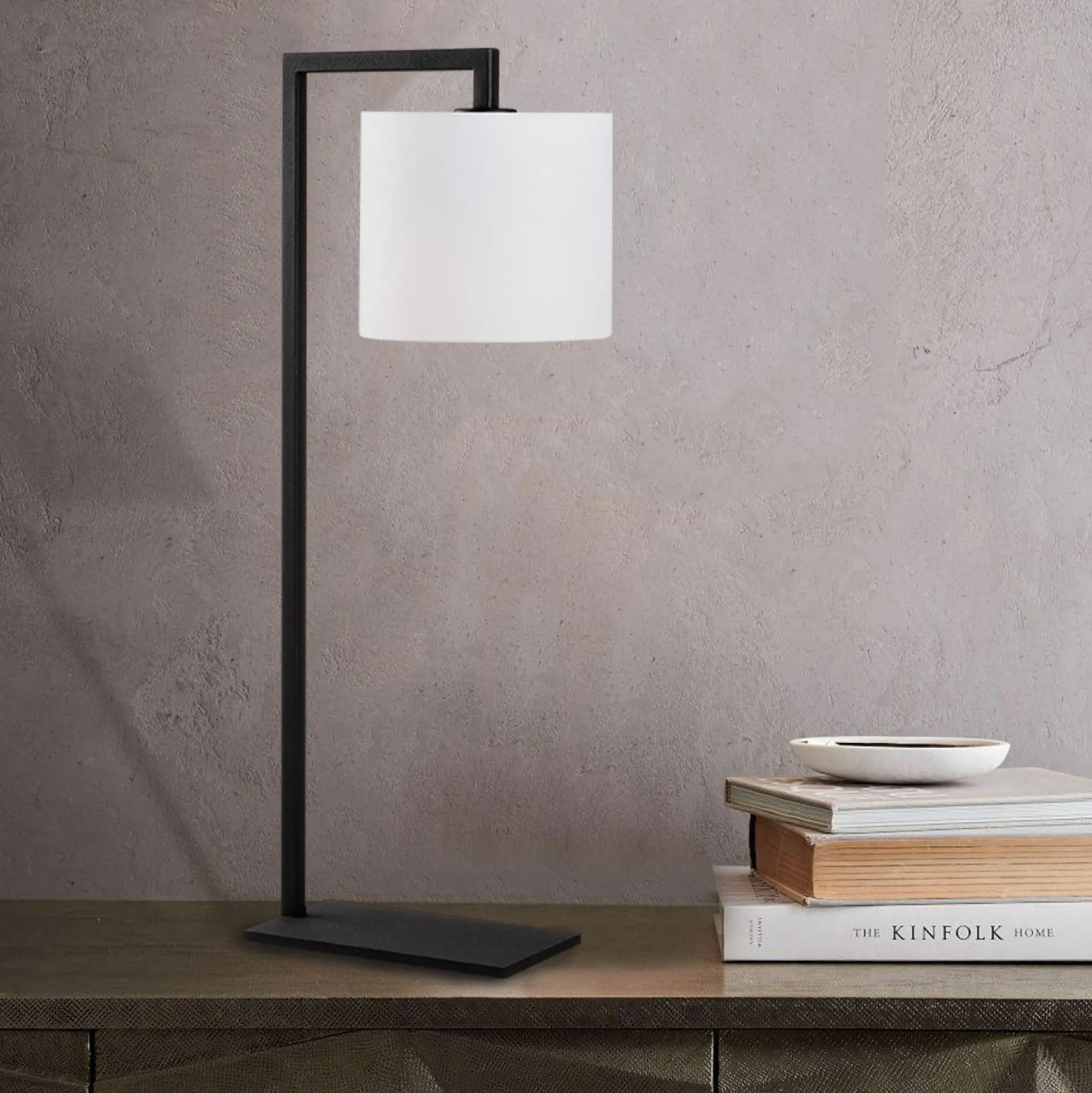 Opviq Tischleuchte | Körper aus Eisen, Kappe aus Stoff | 65 cm Höhe, 27 x 20 cm Größe, Ein/Aus-Knopf