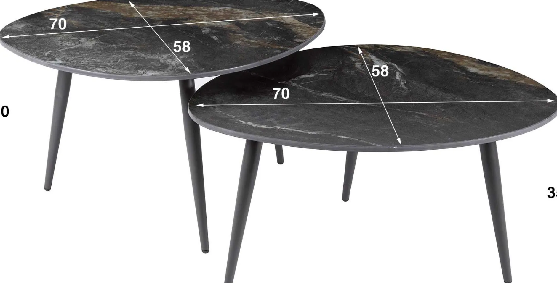 Organic Fossil Keramik Couchtisch-Set - Schwarz