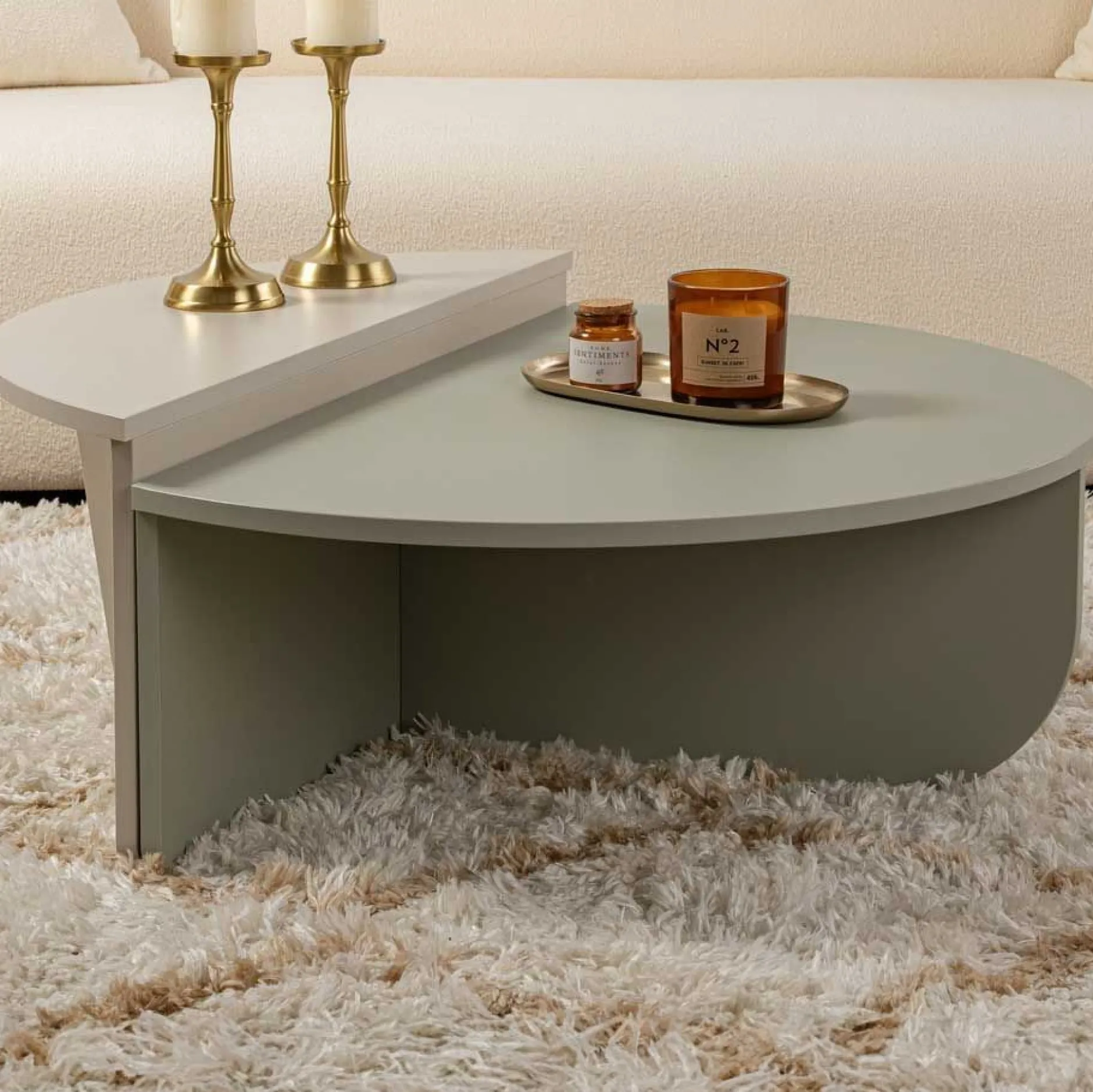 Orion Couchtisch | 100 % MELAMIN | Aschgrün, Sandstein