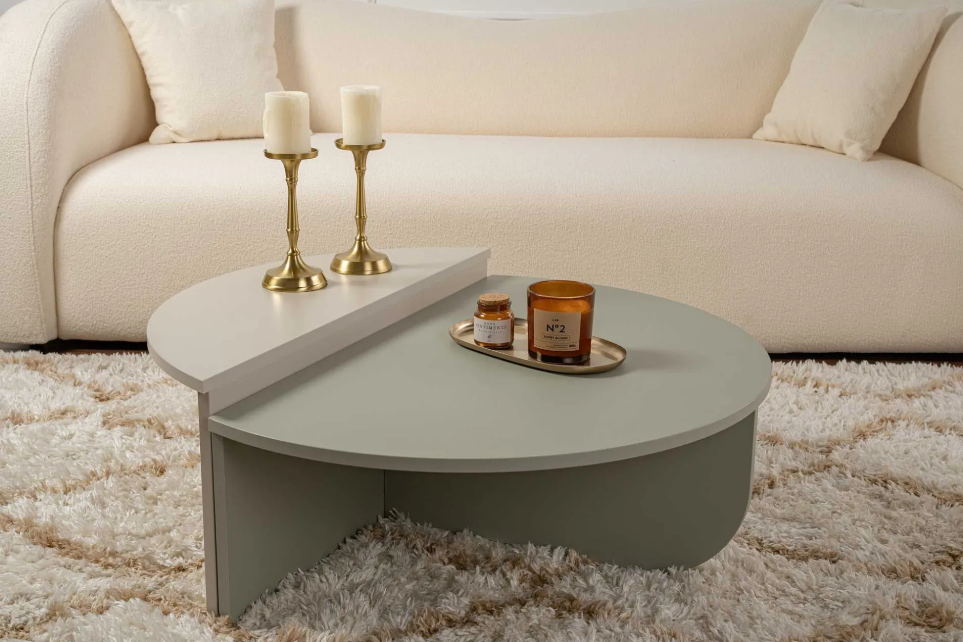 Orion Couchtisch | 100 % MELAMIN | Aschgrün, Sandstein