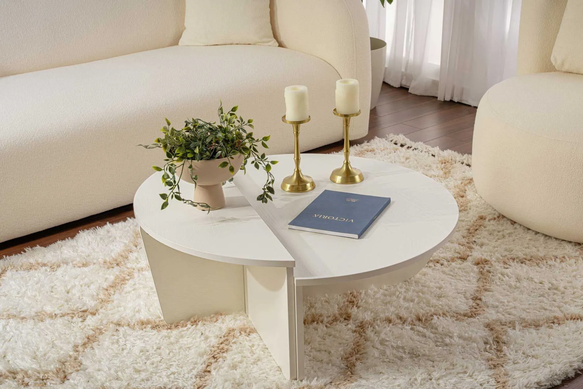 Orion Couchtisch | 100% MELAMIN | Holz Weiß