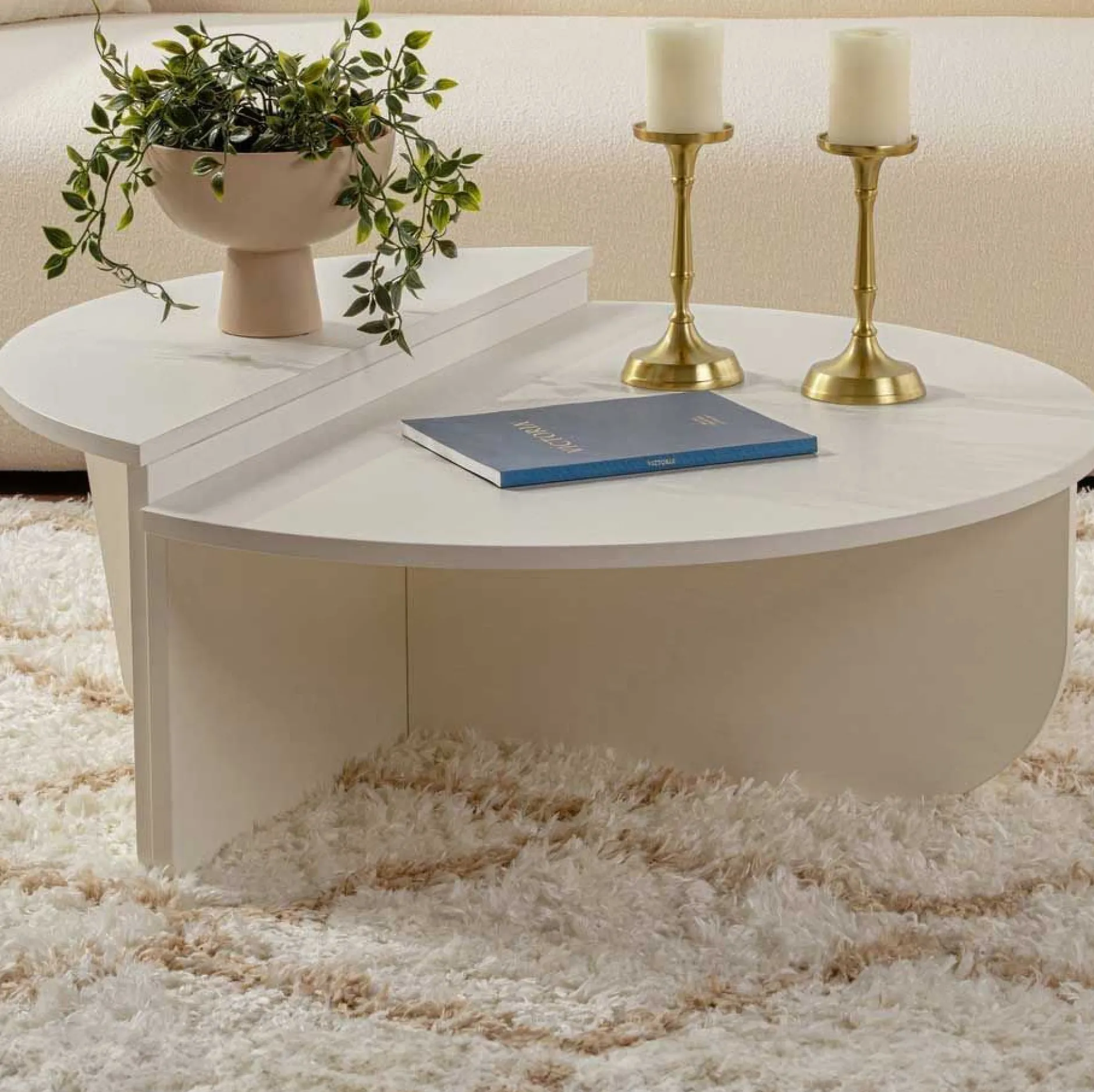 Orion Couchtisch | 100% MELAMIN | Holz Weiß