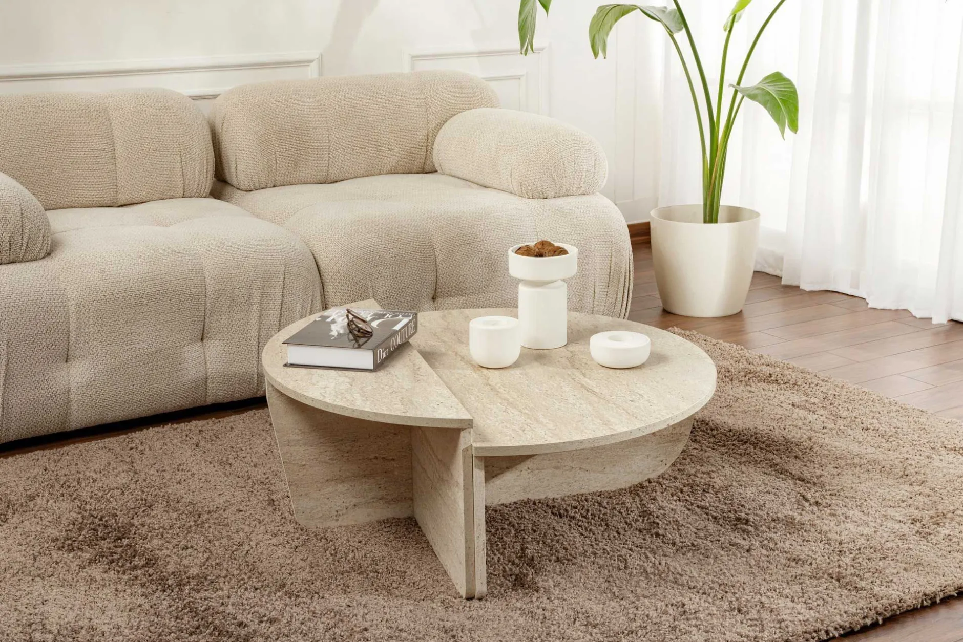 Orion Couchtisch | 100 % MELAMIN | Travertin