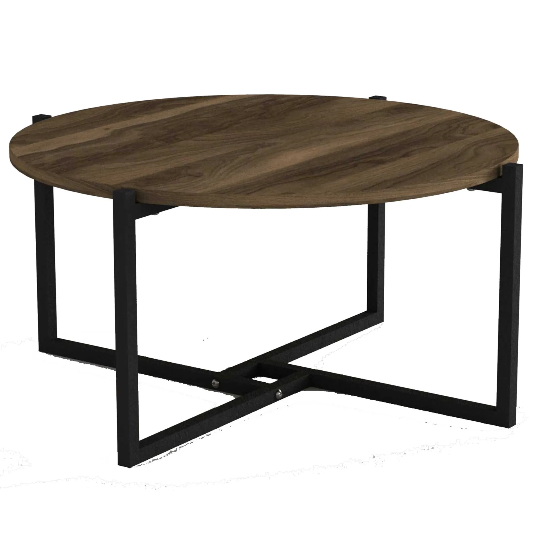 Ovaler Couchtisch Noce - 73x68x36cm - Walnussdekor/schwarz