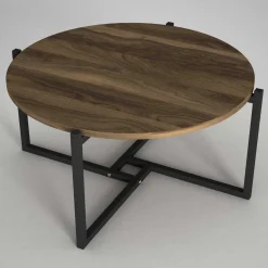 Ovaler Couchtisch Noce - 73x68x36cm - Walnussdekor/schwarz