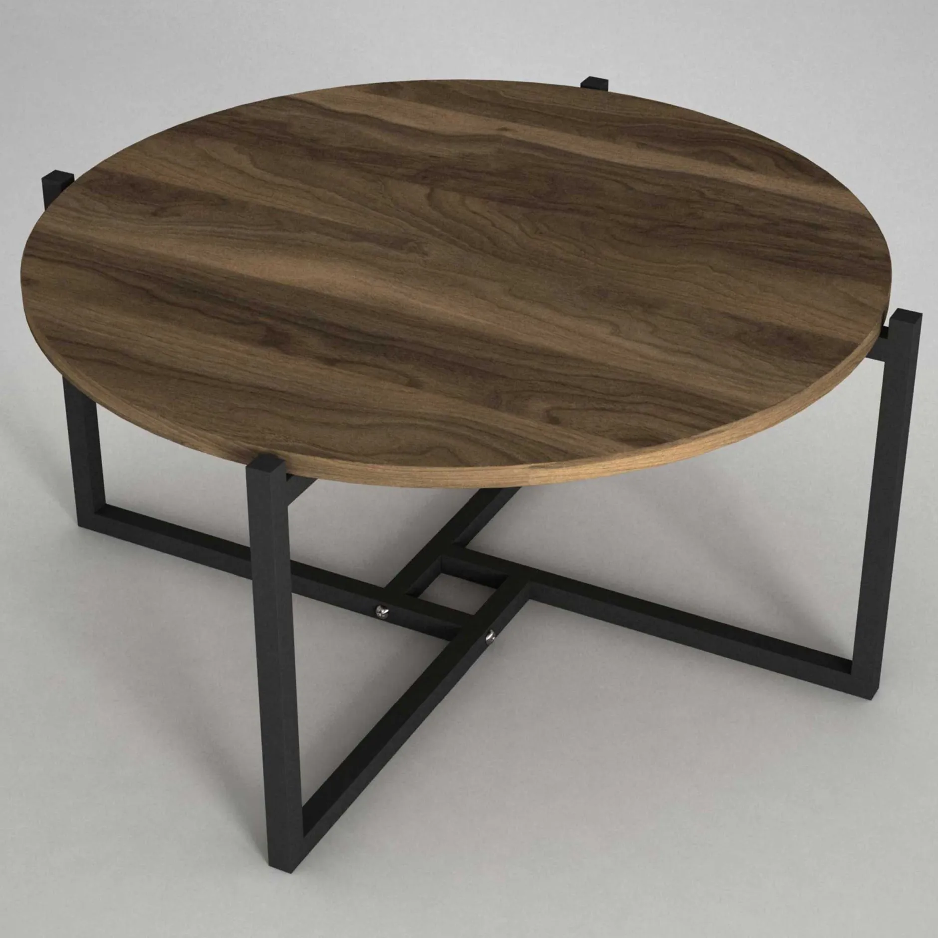 Ovaler Couchtisch Noce - 73x68x36cm - Walnussdekor/schwarz