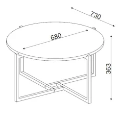 Ovaler Couchtisch Noce - 73x68x36cm - Walnussdekor/schwarz