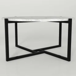 Ovaler Couchtisch Noce - 73x68x36cm - weißer Marmor