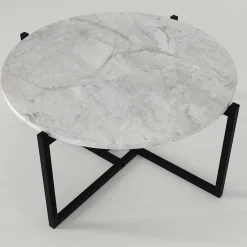 Ovaler Couchtisch Noce - 73x68x36cm - weißer Marmor