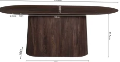 Ovaler dunkelbrauner Tisch Miguel - 200 cm | Massivholz Mango | H76 x B200 x T100 cm