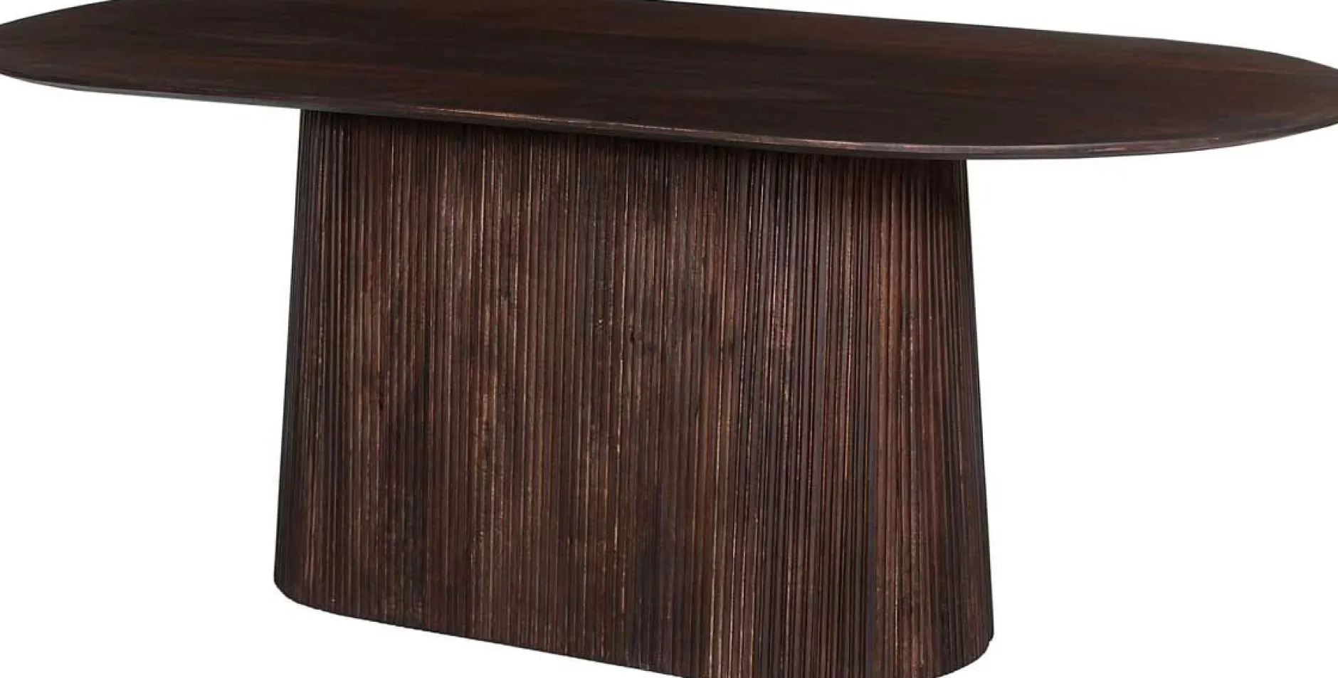 Ovaler dunkelbrauner Tisch Miguel - 200 cm | Massivholz Mango | H76 x B200 x T100 cm