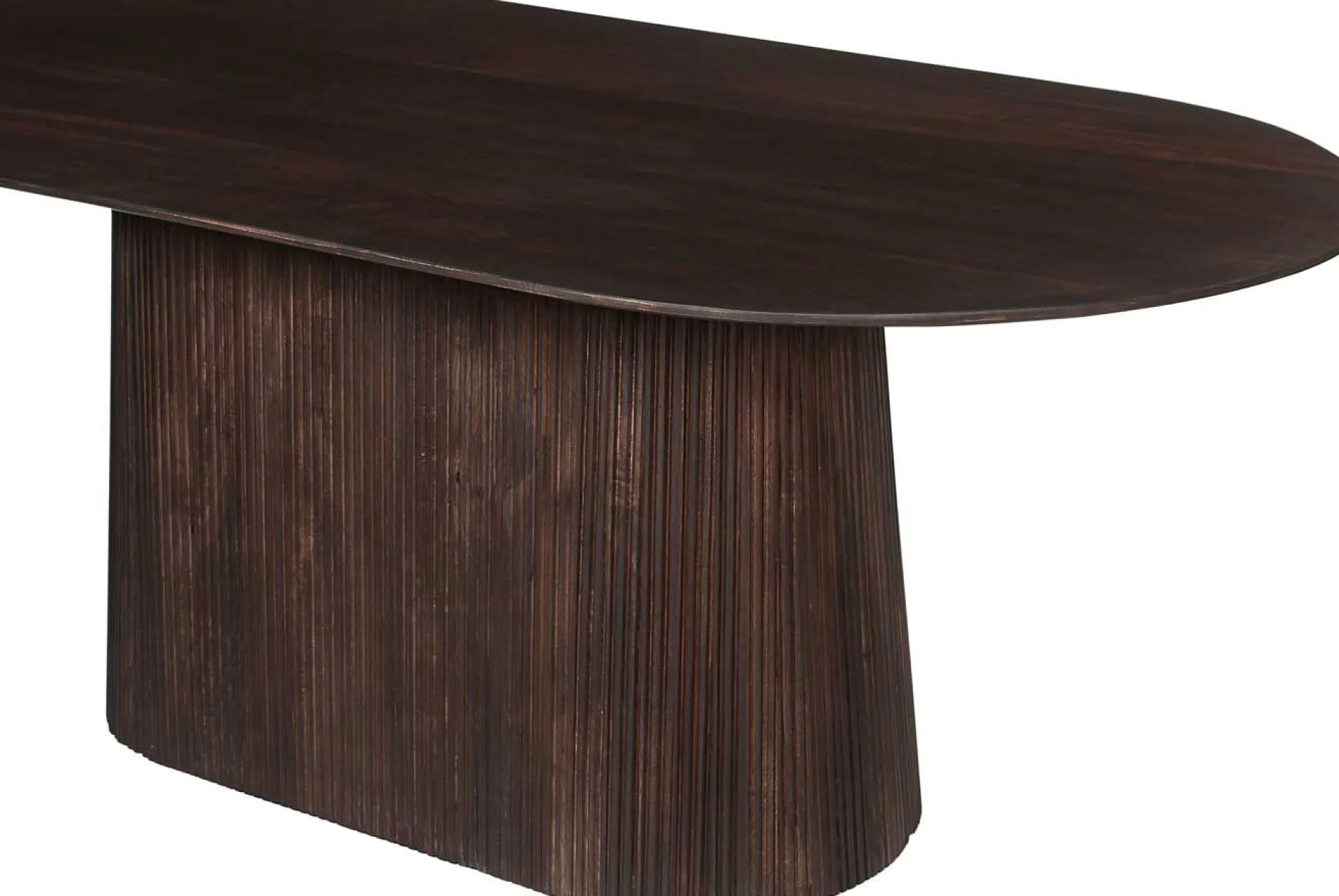 Ovaler dunkelbrauner Tisch Miguel - 200 cm | Massivholz Mango | H76 x B200 x T100 cm